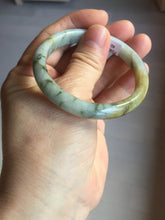 Load image into Gallery viewer, 52mm certified Type A 100% Natural light green yellow brown autumn colors slim oval Jadeite Jade bangle Q140-4074