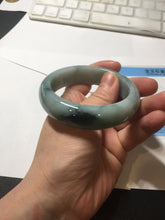 Load image into Gallery viewer, 54mm certified 100% natural Type A green white with green floating flowers chubby jadeite bangle PB245-9551