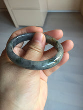 Load image into Gallery viewer, 49mm certified Type A 100% Natural icy watery yellow black(WuJi) oval Jadeite Jade bangle BM115-2675