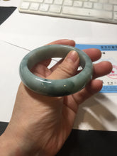 Load image into Gallery viewer, 54mm certified 100% natural Type A green white with green floating flowers chubby jadeite bangle PB245-9551