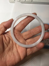 Load image into Gallery viewer, Sold! please don't order, Thanks. 62mm Certified Type A 100% Natural white light purple slim round cut Jadeite bangle AU35-8538