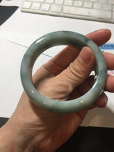 Load image into Gallery viewer, 54mm certified 100% natural Type A green white with green floating flowers chubby jadeite bangle PB245-9551