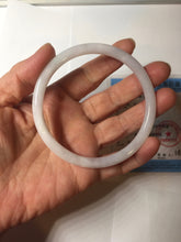 Load image into Gallery viewer, Sold! please don't order, Thanks. 62mm Certified Type A 100% Natural white light purple slim round cut Jadeite bangle AU35-8538
