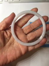 Load image into Gallery viewer, Sold! please don't order, Thanks. 62mm Certified Type A 100% Natural white light purple slim round cut Jadeite bangle AU35-8538