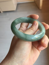 Load image into Gallery viewer, 56.8mm Certified 100% natural Type A oily dark green/ gray (老油青) jadeite jade bangle PD114