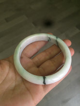 Load image into Gallery viewer, 59.4mm Certificated Type A 100% Natural White purple with green floating flowers Jadeite Jade bangle G110-1-9523