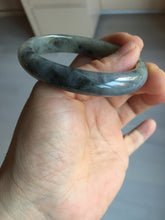 Load image into Gallery viewer, 49mm certified Type A 100% Natural icy watery yellow black(WuJi) oval Jadeite Jade bangle BM113-2674