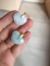 Load image into Gallery viewer, Type A 100% Natural watery light green/purple/yellow Jadeite Jade 3D sweet heart Pendant Z138