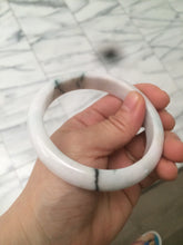 Load image into Gallery viewer, 59.4mm Certificated Type A 100% Natural White purple with green floating flowers Jadeite Jade bangle G110-1-9523