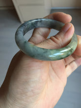 Load image into Gallery viewer, 49mm certified Type A 100% Natural icy watery yellow black(WuJi) oval Jadeite Jade bangle BM113-2674