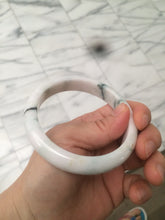 Load image into Gallery viewer, 59.4mm Certificated Type A 100% Natural White purple with green floating flowers Jadeite Jade bangle G110-1-9523