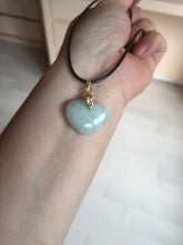 Load image into Gallery viewer, Type A 100% Natural watery light green/purple/yellow Jadeite Jade 3D sweet heart Pendant Z138