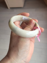 Load image into Gallery viewer, 55mm Certified 100% natural beige/green chubby jadeite jade bangle G70-0469