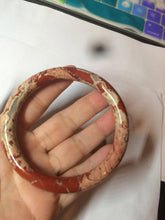 Load image into Gallery viewer, 61.7mm 100% natural red/pink slim round cut red jasper stone bangle SY30