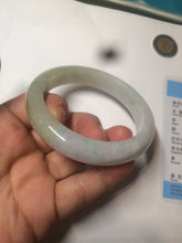 Load image into Gallery viewer, 55.9mm Certified Type A 100% Natural white/green/yellow early spring morning color Jadeite Jade bangle A105-5066