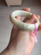 Load image into Gallery viewer, 55mm Certified 100% natural beige/green chubby jadeite jade bangle G70-0469