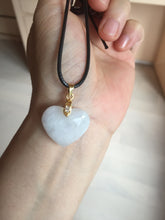 Load image into Gallery viewer, Type A 100% Natural watery light green/purple/yellow Jadeite Jade 3D sweet heart Pendant Z138