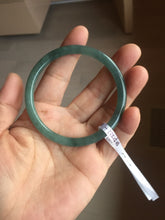 Load image into Gallery viewer, 59.5mm Certified Type A 100% Natural light green/blue/gray Guatemala slim round cut Jadeite bangle BP221-8433