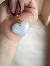 Load image into Gallery viewer, Type A 100% Natural watery light green/purple/yellow Jadeite Jade 3D sweet heart Pendant Z138