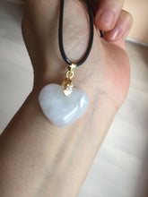Load image into Gallery viewer, Type A 100% Natural watery light green/purple/yellow Jadeite Jade 3D sweet heart Pendant Z138