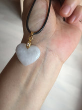 Load image into Gallery viewer, Type A 100% Natural watery light green/purple/yellow Jadeite Jade 3D sweet heart Pendant Z138