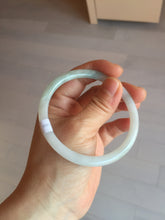 Load image into Gallery viewer, 59.5mm 100% natural certified light green/white round cut slim jadeite jade bangle BL43-1824