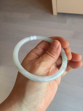 Load image into Gallery viewer, 59.5mm 100% natural certified light green/white round cut slim jadeite jade bangle BL43-1824