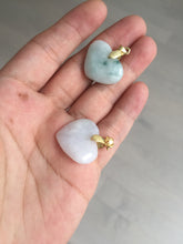 Load image into Gallery viewer, Type A 100% Natural watery light green/purple/yellow Jadeite Jade 3D sweet heart Pendant Z138