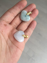Load image into Gallery viewer, Type A 100% Natural watery light green/purple/yellow Jadeite Jade 3D sweet heart Pendant Z138