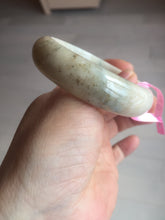 Load image into Gallery viewer, 55mm Certified 100% natural beige/green chubby jadeite jade bangle G70-0469