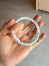 Load image into Gallery viewer, 59.5mm 100% natural certified light green/white round cut slim jadeite jade bangle BL43-1824