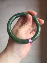 Load image into Gallery viewer, 58.5mm 100% Natural dark green nephrite Jade (碧玉) round cut bangle G39