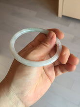 Load image into Gallery viewer, 59.5mm 100% natural certified light green/white round cut slim jadeite jade bangle BL43-1824