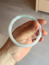 Load image into Gallery viewer, 59.5mm 100% natural certified light green/white round cut slim jadeite jade bangle BL43-1824