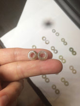 Load image into Gallery viewer, 100% Natural icy watery white/green/brown ring dangling jadeite Jade earring C10