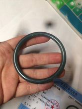 Load image into Gallery viewer, 57mm Certified Type A 100% Natural dark green/blue/gray round cut Guatemala Jadeite jade bangle BG41-2460