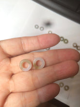 Load image into Gallery viewer, 100% Natural icy watery white/green/brown ring dangling jadeite Jade earring C10