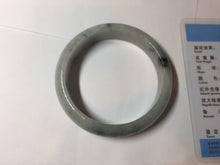 Load image into Gallery viewer, 54.5mm Certified 100% natural Type A white with green floating flowers jadeite jade bangle BN19-7053