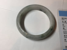 Load image into Gallery viewer, 54.5mm Certified 100% natural Type A white with green floating flowers jadeite jade bangle BN19-7053