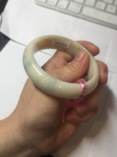 Load image into Gallery viewer, 55mm Certified 100% natural beige/green chubby jadeite jade bangle G70-0469