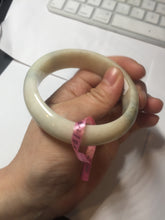 Load image into Gallery viewer, 55mm Certified 100% natural beige/green chubby jadeite jade bangle G70-0469