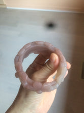 Load image into Gallery viewer, 54mm 100% natural light red/purple/white Quartzite (Shetaicui jade) carved galsang flower(格桑花) bangle XY96