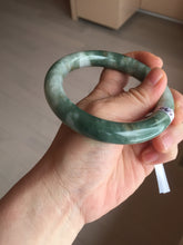 Load image into Gallery viewer, 59.5mm certified Type A 100% Natural dark green brown chubby round cut Jadeite Jade bangle BK141-5309