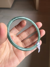 Load image into Gallery viewer, 61.5mm Certified Type A 100% Natural light green/blue/gray Guatemala slim round cut Jadeite bangle BP218-3809
