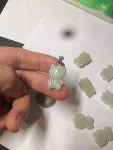 Load image into Gallery viewer, Type A 100% Natural light green jadeite jade cat kitty pendant BG43