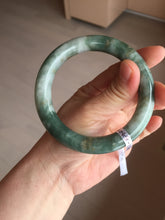 Load image into Gallery viewer, 59.5mm certified Type A 100% Natural dark green brown chubby round cut Jadeite Jade bangle BK141-5309