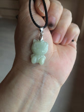 Load image into Gallery viewer, Type A 100% Natural light green jadeite jade cat kitty pendant BG43