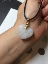 Load image into Gallery viewer, Type A 100% Natural watery light green/purple/yellow Jadeite Jade 3D sweet heart Pendant Z138