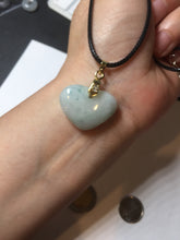 Load image into Gallery viewer, Type A 100% Natural watery light green/purple/yellow Jadeite Jade 3D sweet heart Pendant Z138