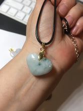 Load image into Gallery viewer, Type A 100% Natural watery light green/purple/yellow Jadeite Jade 3D sweet heart Pendant Z138